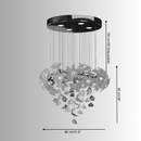 Technical drawing of Magnolia Bloom chandelier in the 80 cm size, showing floral Murano-style glass and cascading design.