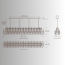 Hyperion Lumina luxury linear chandelier CAD drawing with front, top and side elevations and dimensions