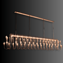 Illuminated Hyperion Lumina linear brass chandelier with crystal, designed for long dining tables and grand interiors.