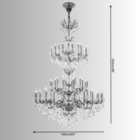 Imperial Grace Éclat chandelier shown dia 160 cm (63") and 250 cm(98") height, displaying multi-tier structure.