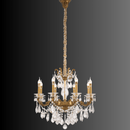 Imperial Grace Petite chandelier with bronze arms and crystals on dark gradient background.