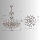 CAD drawing of Imperial Grace Regina chandelier by HDLS Lighting, front and top view