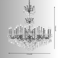 Regina chandelier shown with 117 cm (46") width and 118 cm (46") height measurements.