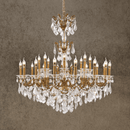 French-style Regina chandelier with bronze frame and Asfour crystals in full front view.