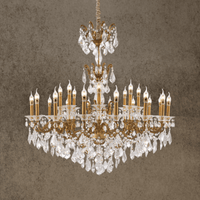 French-style Regina chandelier with bronze frame and Asfour crystals in full front view.