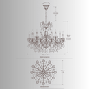 CAD drawing of the Imperial Grace Shine chandelier by HDLS Lighting, front and top view