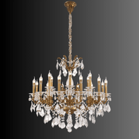 Shine chandelier with bronze arms and Asfour crystals against a dark gradient background.