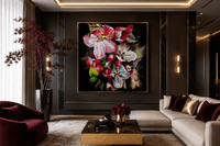 June Swarovski crystal floral wall sculpture displayed in a luxury contemporary living room