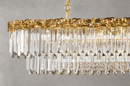 Close-up of La Scala Crystal Barone 18K gold-plated crystal dining room chandelier by HDLS Lighting