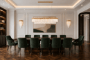 La Scala Crystal Barone luxury crystal dining room chandelier in a modern luxury dining room by HDLS Lighting