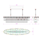 Technical drawing of La Scala Crystal Barone chandelier by HDLS Lighting Ltd showing precise dimensions and suspension design