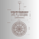 CAD drawing of La Scala Crystal Conte luxury crystal chandelier, 95cm round ceiling light dimensions