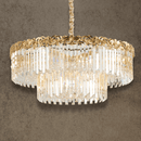 La Scala Crystal Conte luxury chandelier by HDLS, featuring 18K gold-plated copper frame and cascading A+ grade crystals.