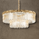 La Scala Crystal Conte luxury chandelier by HDLS, featuring 18K gold-plated copper frame and cascading A+ grade crystals.
