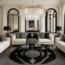 La Scala Crystal Conte chandelier installed in a grand living room with high ceilings and classic décor.