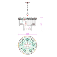Technical drawing of La Scala Crystal Contessa chandelier with detailed design measurements.