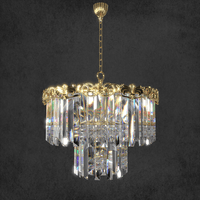 3D render of La Scala Crystal Contessa chandelier showing crystal details and 18K gold finish.