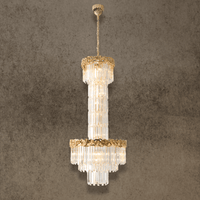 Luxury 18K gold crystal chandelier for grand staircase and foyer by HDLS Lighting Ltd.