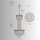 CAD drawing of La Scala Crystal Duca luxury staircase chandelier, 85cm x 190cm technical dimensions
