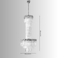 La Scala Crystal Duca chandelier size 85 cm(33.4") by 190 cm(75"), luxury crystal lighting for tall ceilings.