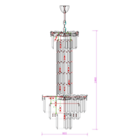 Technical drawing of La Scala Crystal Duca chandelier showing design measurements and assembly layout.
