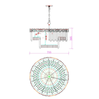 Technical drawing of La Scala Crystal Marchesa chandelier showing design layout and dimensions.
