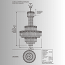 La Scala Crystal Sovrano luxury crystal chandelier CAD drawing with dimensions, front and top elevation views
