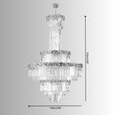 Technical drawing of La Scala Crystal Sovrano chandelier with labeled height and diameter dimensions.