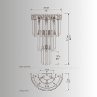 La Scala Crystal Visconte wall lamp CAD drawing with dimensions | Luxury crystal lighting by HDLS Lighting Ltd