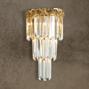 La Scala Crystal Visconte luxury wall lamp by HDLS Lighting Ltd, featuring gold-plated copper and cascading A+ grade crystals