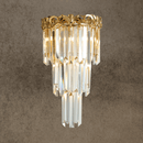 La Scala Crystal Visconte luxury wall lamp by HDLS Lighting Ltd, featuring gold-plated copper and cascading A+ grade crystals