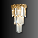 Front view of the La Scala Crystal Visconte gold-plated crystal wall sconce, Italian-inspired design.