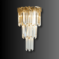 Front view of the La Scala Crystal Visconte gold-plated crystal wall sconce, Italian-inspired design.