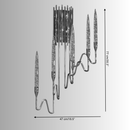Technical blueprint of the Luce di Roma Foro wall sconce showing dimensions, layout, and placement of gold arms and crystal.