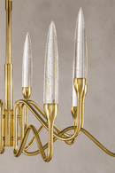 Close-up of Luce di Roma Theia luxury gold chandelier with handcrafted crystal candle LED lights