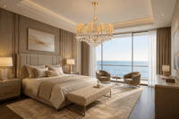 Luce Regale Avorio Classica 10-light chandelier in a luxury ocean-view Florida bedroom