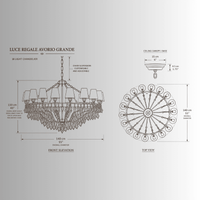 CAD drawing technical drawing of Luce Regale Avorio Grande chandelier, 140 cm wide with 18 lights and adjustable chain