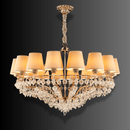 Luce Regale Avorio Magnifica 16-light chandelier with ivory shades and hand-blown glass drops