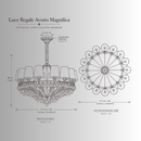 Technical drawing of Luce Regale Avorio Magnifica chandelier with 117 cm diameter and 98 cm height