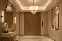 Luce Regale Avorio pendant installed in a luxury Chelsea, London apartment entrance.