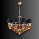 Luce Regale Donatello Eleganza luxury amber Murano glass chandelier with black shades and 18K gold-plated frame