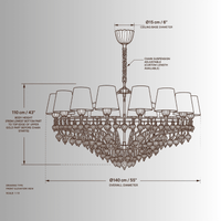 CAD technical drawing of Luce Regale Donatello Imperiale luxury chandelier with dimensions and front elevation