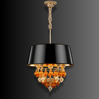 Luce Regale Donatello Piccolo Murano-style pendant light with amber hand-blown glass and black shade