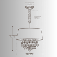 CAD technical drawing of Luce Regale Donatello Piccolo pendant light with dimensions and specifications