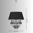 Technical drawing of Donatello Piccolo showing 50 cm diameter and 75 cm height, 5-light gold pendant.