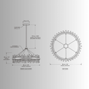 Technical CAD drawing of Manhattan Halo Crystal Chandelier with front and top views and dimensions.
