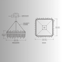 CAD drawing of Manhattan Square Crystal Chandelier with front elevation, top plan and 87 cm dimensions.