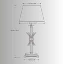 CAD drawing of Maria Eleganza Table Lamp, front view with detailed measurements in metric and imperial.