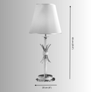 Maria Eleganza table lamp size diagram showing 65 cm height and 20 cm base diameter with crystal detailing and ivory shade.