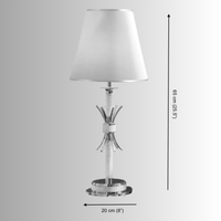 Maria Eleganza table lamp size diagram showing 65 cm height and 20 cm base diameter with crystal detailing and ivory shade.
